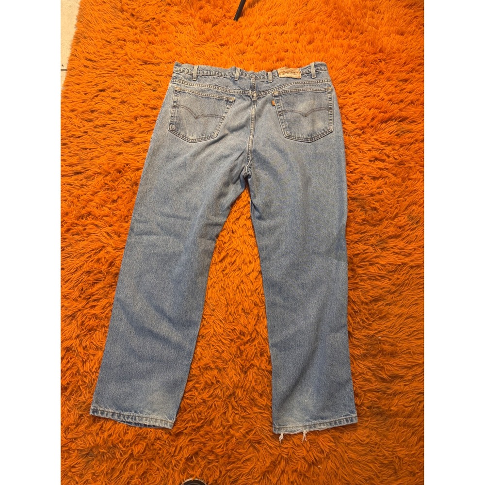 Levi Strauss Signature Relaxed Fit Orange Tab Light Wash Jeans Mens 42x34